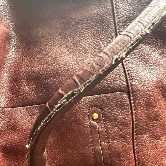 B. Makowsky Brown Leather Shoulder Bag Tote Purse - Picture 8 of 15